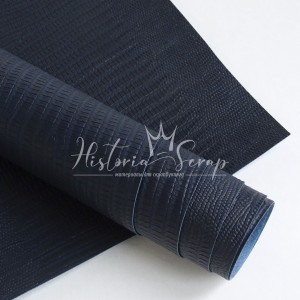 Переплетный кожзам с тиснением "Ящерица", цвет джинсовый темно-синий